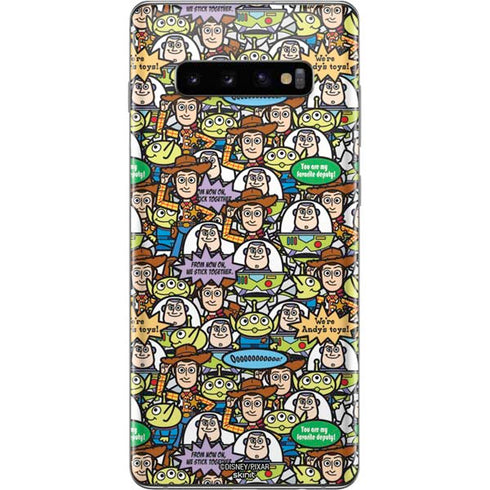 Disney Toy Story Characters Collage Pattern Galaxy S10 Plus Skin