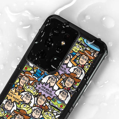 Disney Toy Story Characters Collage Pattern Galaxy S24 Ultra Waterproof Case