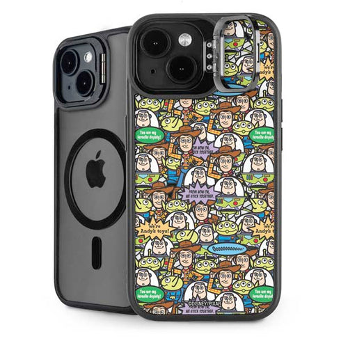 Disney Toy Story Characters Collage Pattern iPhone 15 Plus Kickstand Case