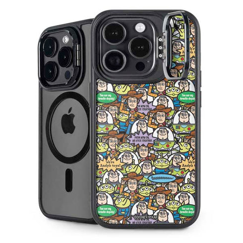 Disney Toy Story Characters Collage Pattern iPhone 15 Pro Max Kickstand Case