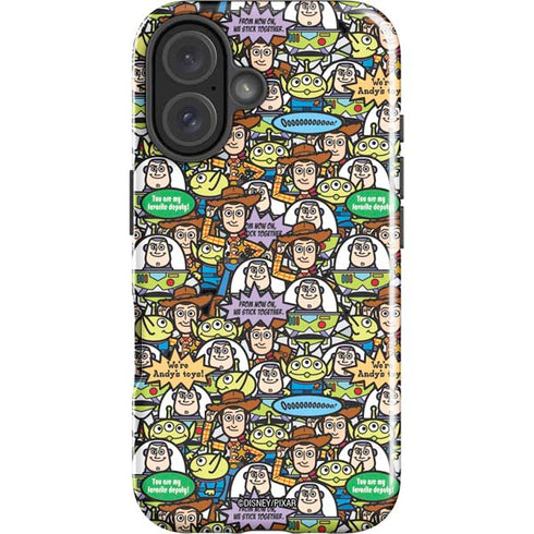 Disney Toy Story Characters Collage Pattern iPhone 16 Plus Impact Case