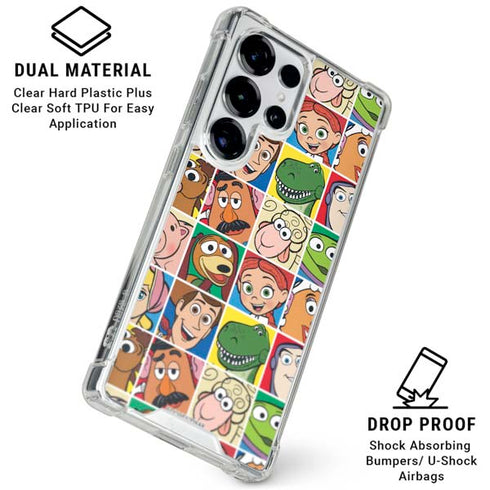 Disney Toy Story Characters Collage faces Galaxy S25 Ultra Clear Case