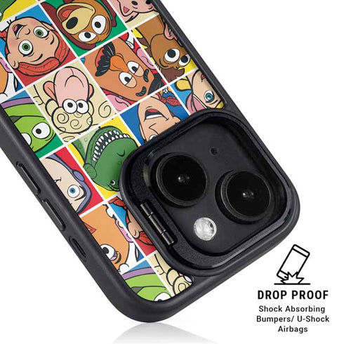 Disney Toy Story Characters Collage faces iPhone 15 Plus Kickstand Case