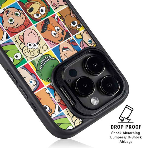 Disney Toy Story Characters Collage faces iPhone 15 Pro Kickstand Case