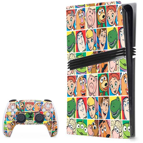 Disney Toy Story Characters Collage faces PS5 Pro Bundle Skin
