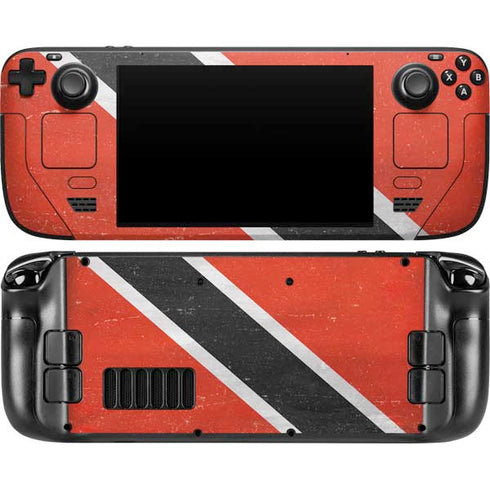 Trinidad and Tobagao Flag Distressed Steam Deck Handheld Gaming Computer OLED Skin