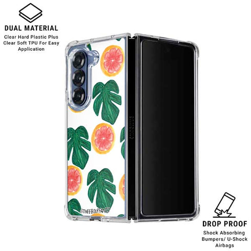 Bouffants and Broken Hearts Tropical Leaves and Citrus Galaxy Z Fold6 Clear Case