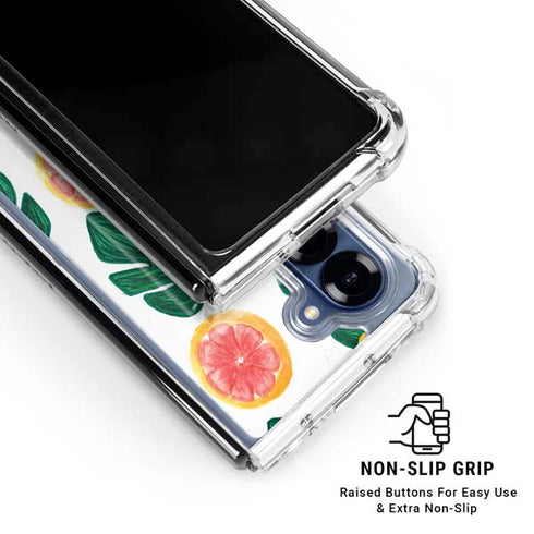 Bouffants and Broken Hearts Tropical Leaves and Citrus Galaxy Z Fold6 Clear Case