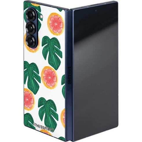 Bouffants and Broken Hearts Tropical Leaves and Citrus Galaxy Z Fold6 Skin