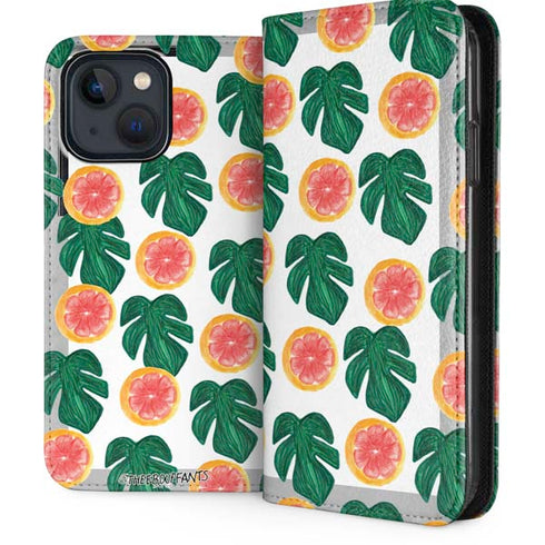 Bouffants and Broken Hearts Tropical Leaves and Citrus iPhone 15 Plus Folio Case