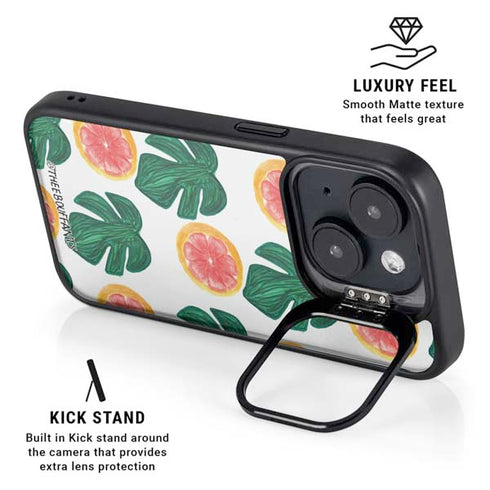 Bouffants and Broken Hearts Tropical Leaves and Citrus iPhone 15 Plus Kickstand Case