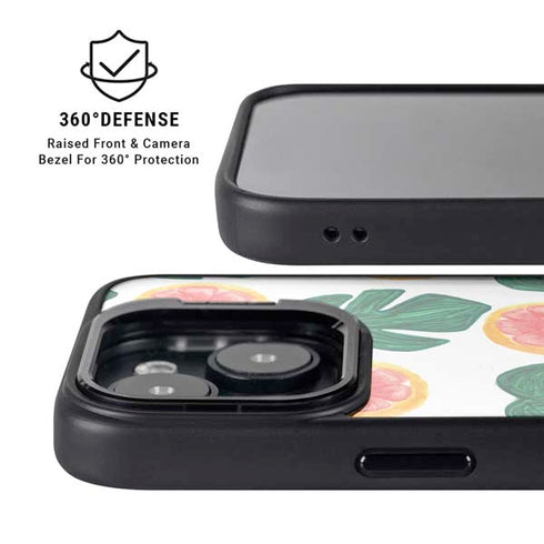 Bouffants and Broken Hearts Tropical Leaves and Citrus iPhone 15 Plus Kickstand Case