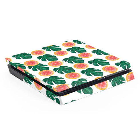 Bouffants and Broken Hearts Tropical Leaves and Citrus PS4 Slim Skin