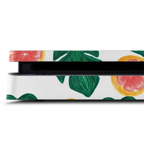 Bouffants and Broken Hearts Tropical Leaves and Citrus PS4 Slim Skin