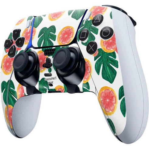 Bouffants and Broken Hearts Tropical Leaves and Citrus PS5 DualSense Edge Pro Controller Skin