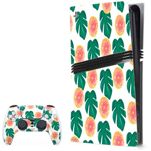 Bouffants and Broken Hearts Tropical Leaves and Citrus PlayStation PS5 Skins