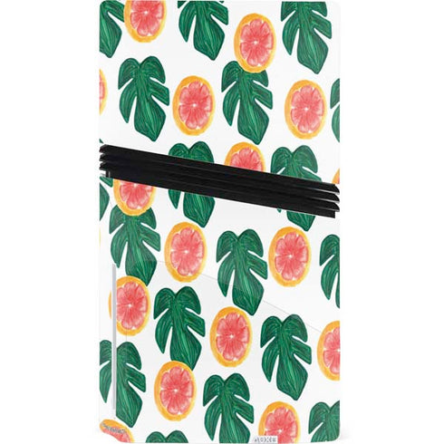Bouffants and Broken Hearts Tropical Leaves and Citrus PS5 Pro Disk Console Skin