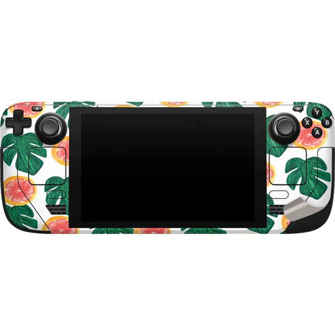 Bouffants and Broken Hearts Tropical Leaves and Citrus Steam Deck Handheld Gaming Computer Skin