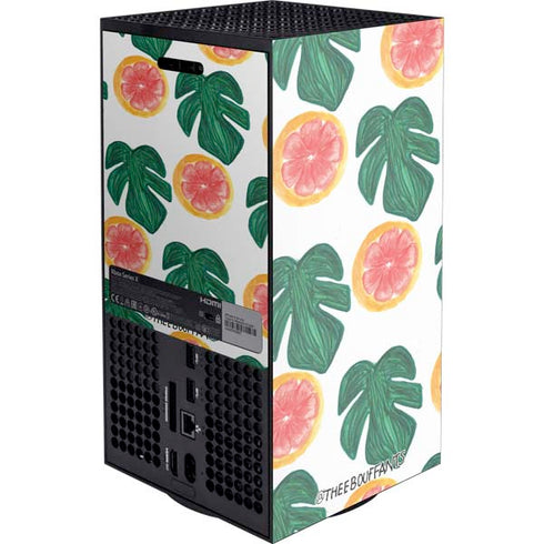 Bouffants and Broken Hearts Tropical Leaves and Citrus XBox Series X Digital Edition Console Skin