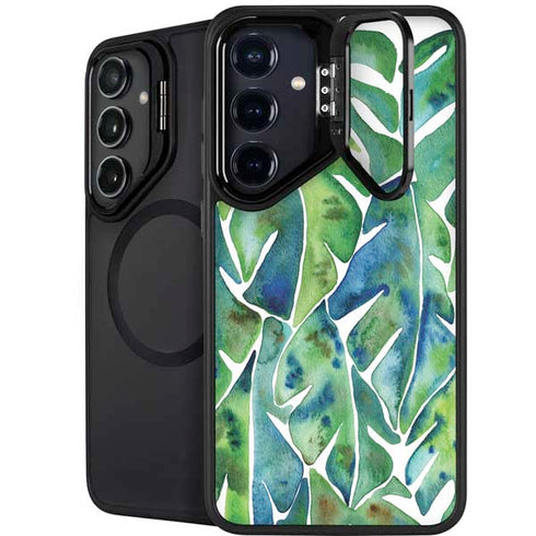 Tropical Leaves by Cat Coq Galaxy S25 Kickstand Case
