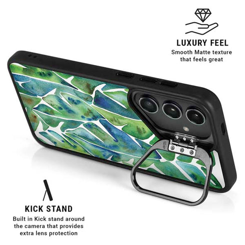 Tropical Leaves by Cat Coq Galaxy S25 Kickstand Case