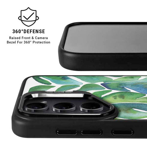 Tropical Leaves by Cat Coq Galaxy S25 Kickstand Case