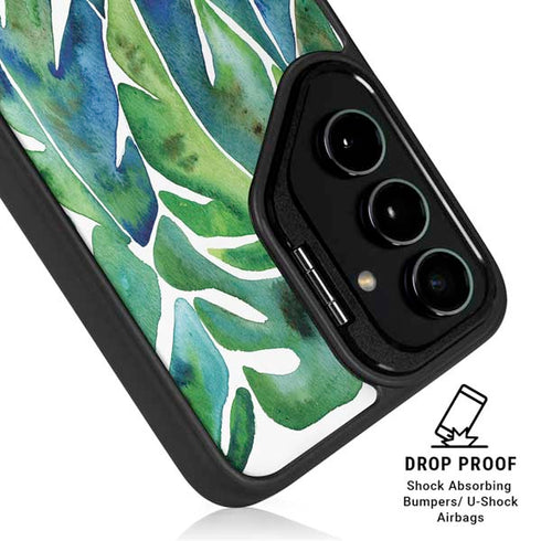 Tropical Leaves by Cat Coq Galaxy S25 Kickstand Case