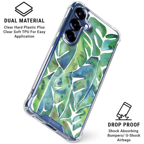 Tropical Leaves by Cat Coq Galaxy S25 Clear Case