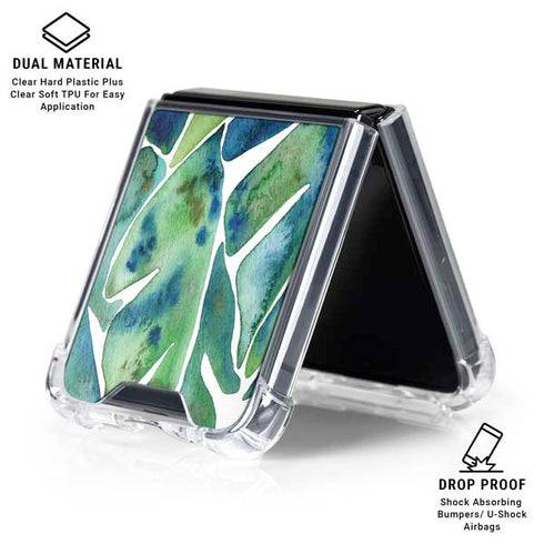 Tropical Leaves by Cat Coq Galaxy Z Flip6 Clear Case