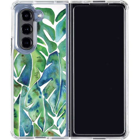 Tropical Leaves by Cat Coq Galaxy Z Fold5 5G Clear Case