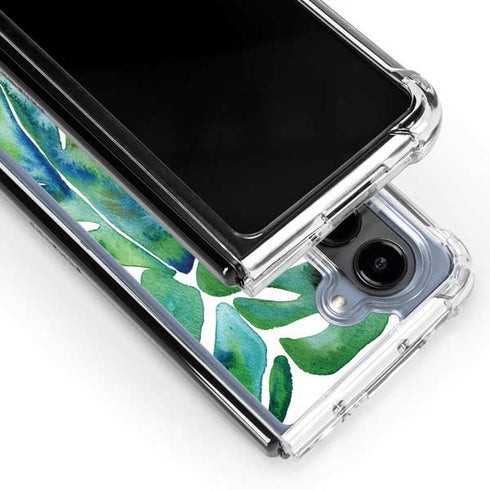 Tropical Leaves by Cat Coq Galaxy Z Fold5 5G Clear Case