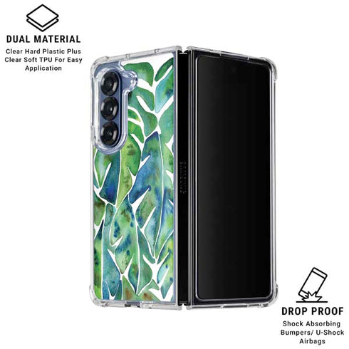 Tropical Leaves by Cat Coq Galaxy Z Fold6 Clear Case