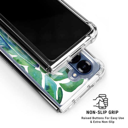 Tropical Leaves by Cat Coq Galaxy Z Fold6 Clear Case