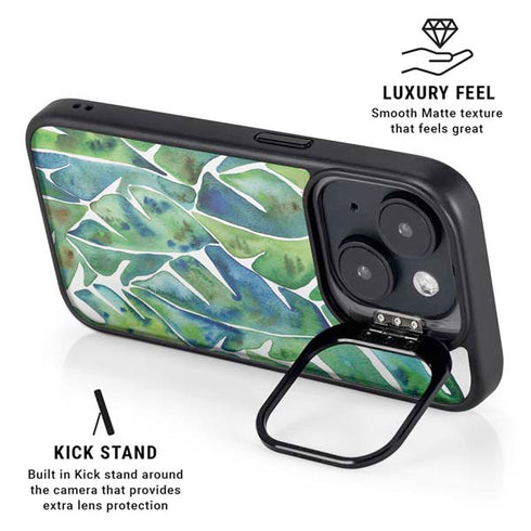 Tropical Leaves by Cat Coq iPhone 15 Kickstand Case