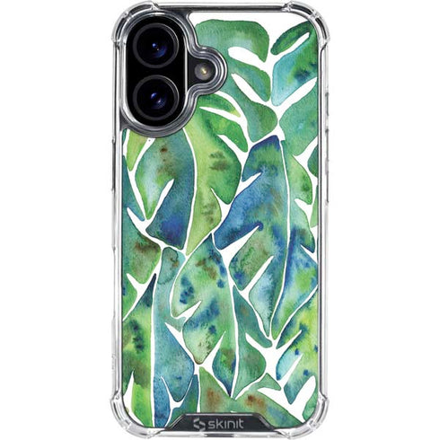 Tropical Leaves by Cat Coq iPhone 16 Plus Clear Case
