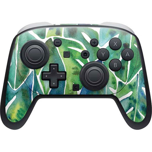 Tropical Leaves by Cat Coq Nintendo Switch 2 (2025) Pro Controller Skin