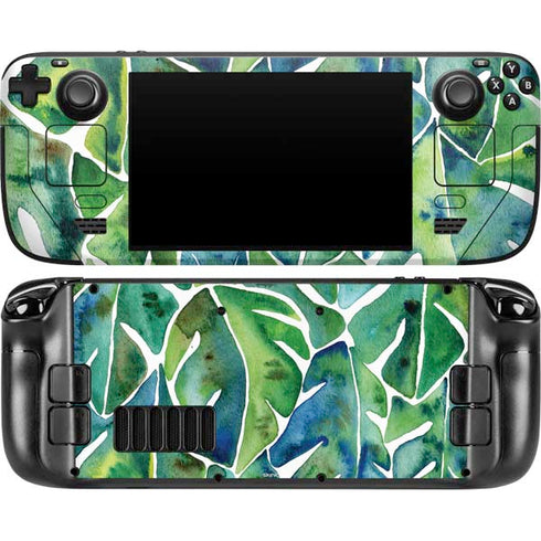 Tropical Leaves by Cat Coq Steam Deck Handheld Gaming Computer OLED Skin