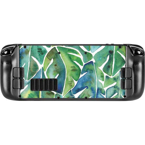 Cat Coq Tropical Leaves Steam Deck Handheld Gaming Computer Skin
