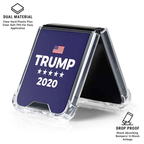 Trump 2020 Blue Galaxy Z Flip7 Clear Case