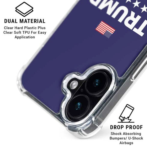 Trump 2020 Blue iPhone 16 Plus Clear Case