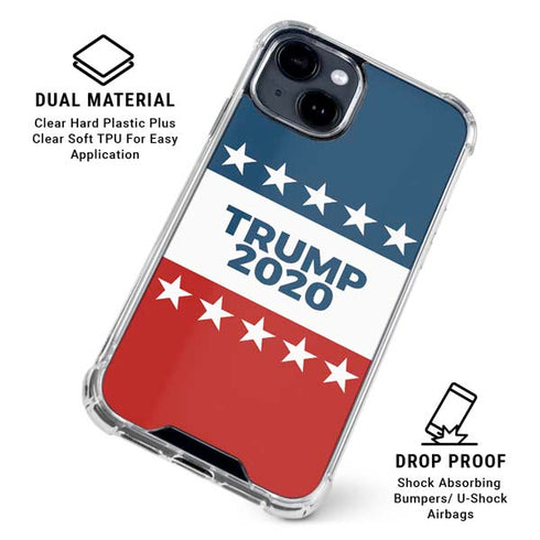Trump 2020 Red White and Blue iPhone 15 Clear Case