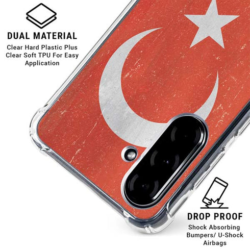 Turkish Flag Distressed Galaxy A36 5G Clear Case