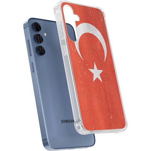 Turkish Flag Distressed Galaxy A55 5G Clear Case