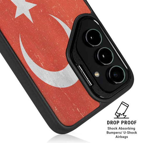 Turkish Flag Distressed Galaxy S25 Kickstand Case