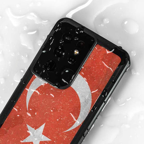 Turkish Flag Distressed Galaxy S24 Ultra Waterproof Case