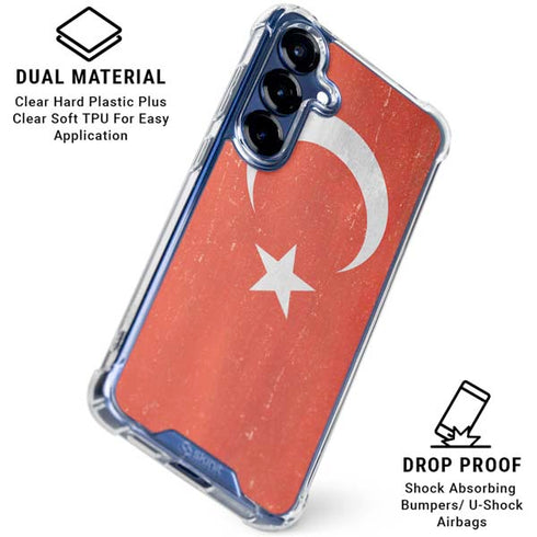 Turkish Flag Distressed Galaxy S25 Clear Case