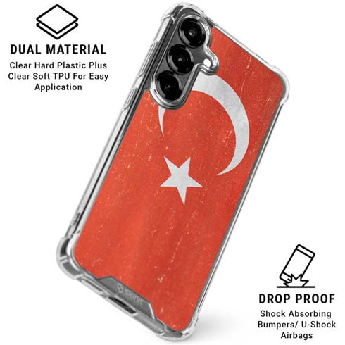 Turkish Flag Distressed Galaxy S26 Clear Case