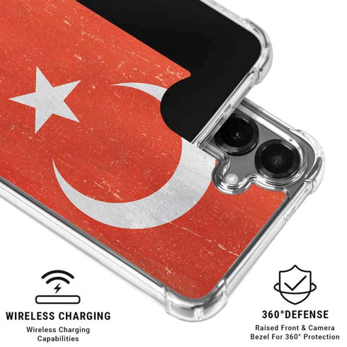 Turkish Flag Distressed Galaxy S26 Plus Clear Case