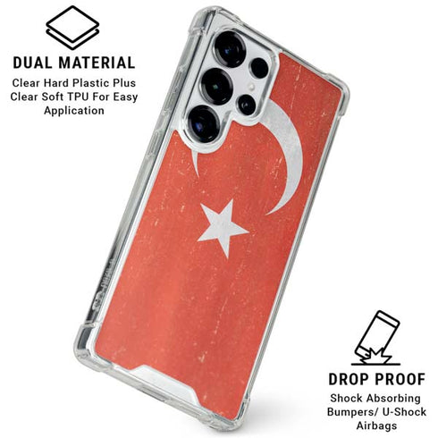 Turkish Flag Distressed Galaxy S26 Ultra Clear Case
