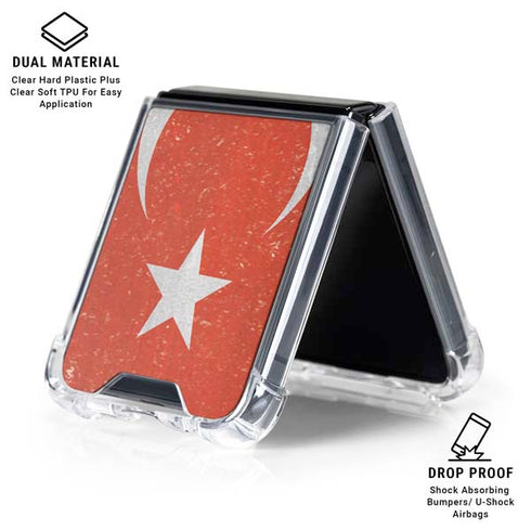 Turkish Flag Distressed Galaxy Z Flip6 Clear Case